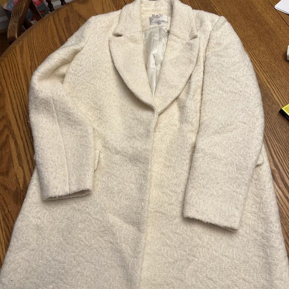 Zara Jackets & Blazers - Zara Trafaluc Straight Cut Wool Blend Double Breasted Coat Ecru Large